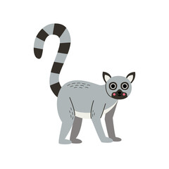 Fototapeta na wymiar Vector picture of gray lemur isolated on white background.
