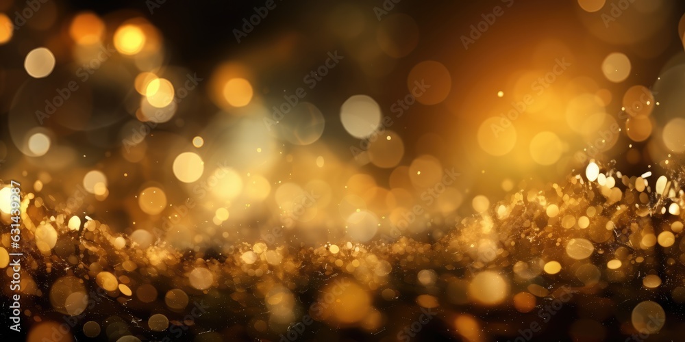 Poster a gold abstract bokeh background. generative ai image aig30.