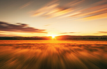 Sunset shot with moving camera. Disperse light shot background. blur sunset shot. Created with generative AI.