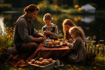 Autumn Family Picnic Generative AI