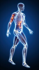 3D human man anatomy with articular pain
