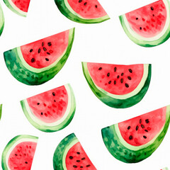 Watermelon illustration seamless pattern tile.