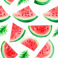 Watermelon illustration seamless pattern tile.
