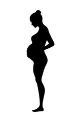 Silhouette of pregnant woman isolated on white background. 