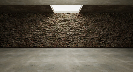 Abandoned warehouse scene cement floor old cement wall abandoned room garage dilapidated room background 3d illustration