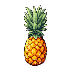 Fototapeta premium Pineapple Clipart, juicy fruit, pineapple illustration. Summer tropical party symbols.