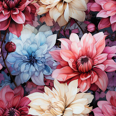 Dahlias_seamless_water_colour