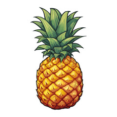 Pineapple Clipart, juicy fruit, pineapple illustration. Summer tropical party symbols.