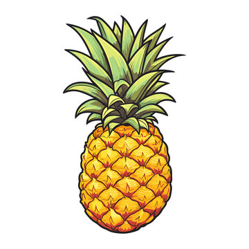 Pineapple Clipart, juicy fruit, pineapple illustration. Summer tropical party symbols.