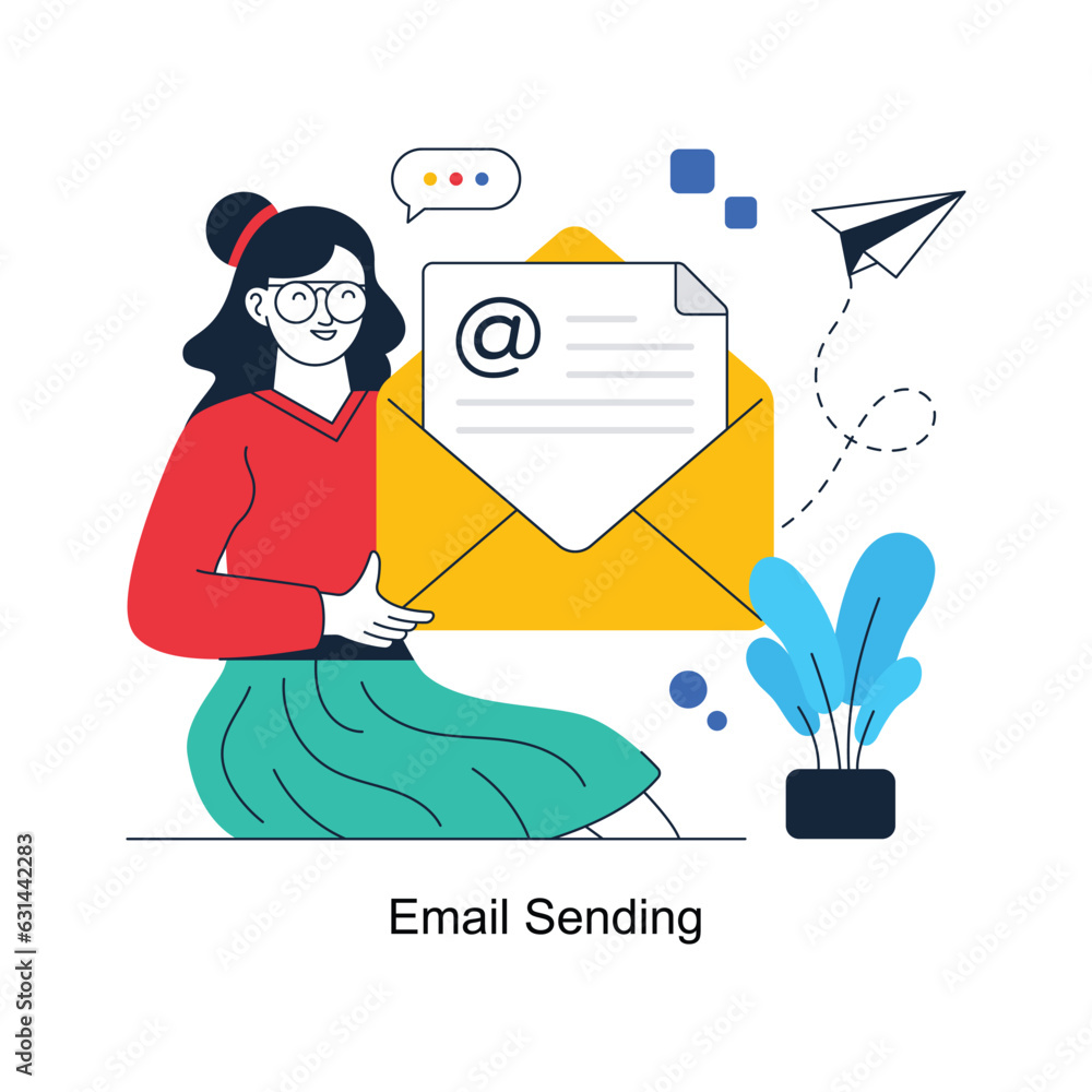 Poster email sending abstract concept vector in a flat style stock illustration