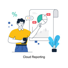 Cloud Reporting abstract concept vector in a flat style stock illustration