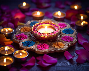 Obraz na płótnie Canvas Diwali diya rangoli images and diwali rangoli wallpapers, diwali stock images, realistic stock photos