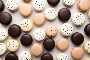 Foto op Canvas Delicious macarons pattern in neutral colors © AI for you