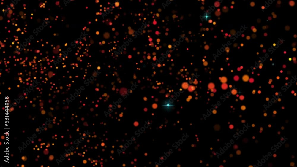 Poster futuristic motion background shining with golden particles in space. loop video animation. 3d, 4k, i