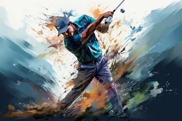 Foto op Aluminium Golf player. Golf cap. Abstract isolated silhouette. Drawing golf player. © arhendrix