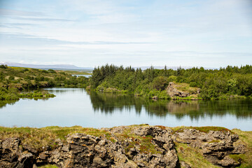 Fototapeta na wymiar landscape with lake on iceland