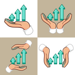 hand holding increasing sales growth chart business concept