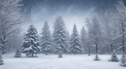 Fototapeta na wymiar Winter landscape with snow covered on trees. Generative ai art.