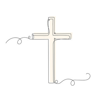 recommend clip art: One lines continuous religion christian cross vector illustration.