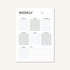 light gray weekly planner vector design template