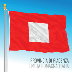 Province of Piacenza, waving flag, Emilia Romagna, Italy, vector illustration