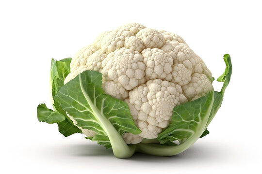 Cauliflower on white background. Fresh vegetables. Healthy food concept