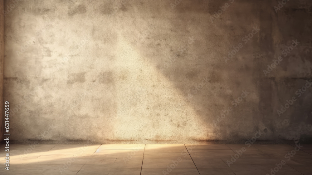 Poster wide concrete texture background wall with floor. created with generative ai technology.