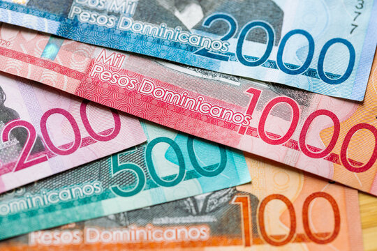 Dominicana money, Banknotes of pesos from dominican republic, financial concept, close up