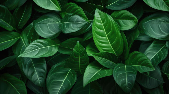 Closeup shot of fresh green plant leaves growing in garden.Created with Generative AI technology.
