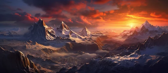 Photo sur Plexiglas Himalaya sunset in the mountains