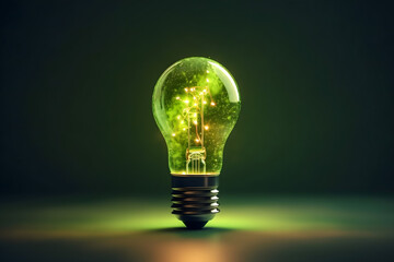 renewable energy light bulb with green energy, Earth Day or environment protection Hands protect forests that grow on the ground and help save the world, solar panels	
