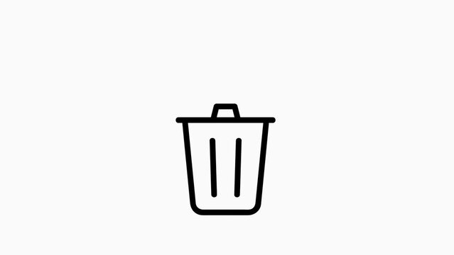 trash bin icon footage on white background, 4k video icon for web, app, UIUX.