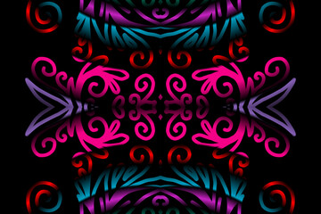 Beautiful classic design colourful  background with flower leaf line art pattern of indonesian culture traditional batik