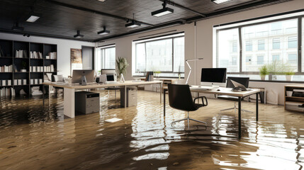 Büroraum mit Wasserschaden