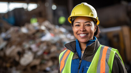 Portrait of an employee of a waste management company.