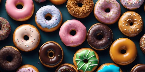 Fototapeta premium Donuts on white background, generative AI