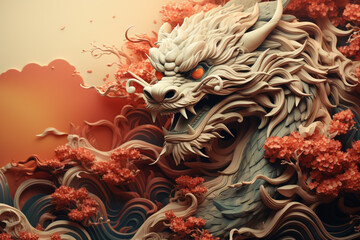 Year of the Dragon zodiac Chinese Lunar New Year concept - obrazy, fototapety, plakaty