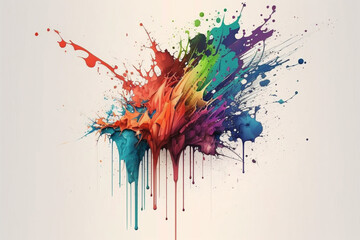 Explore the artistic magic of a color splash painting brush stroke in action, elegantly isolated against a pristine white background. Ai generated