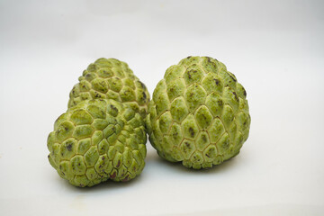 fresh custard apple on white background 