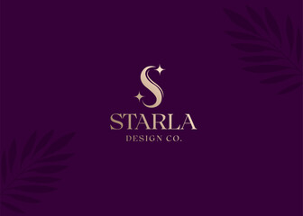 Luxury Minimalist Letter S and Star Logo design vector