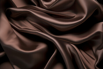 Fototapeta premium Brown silk fabric draped abstractly. 