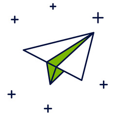 Filled outline Paper airplane icon isolated on white background. Vector