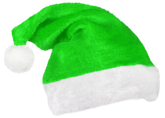 Santa Claus hat or Christmas elf green cap isolated on transparent background - 631460650
