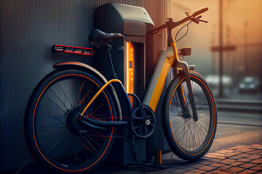 Charging and parking station for bycicles in the city
