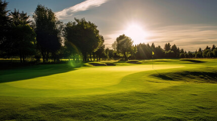 Golf course in the countryside. Generative Ai