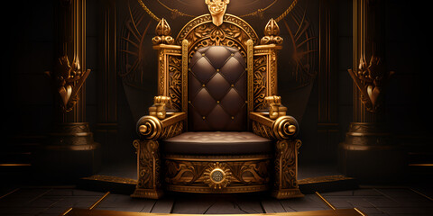 Black room interior in ancient Egyptian style gold decor fantasy interior Throne of the pharaoh