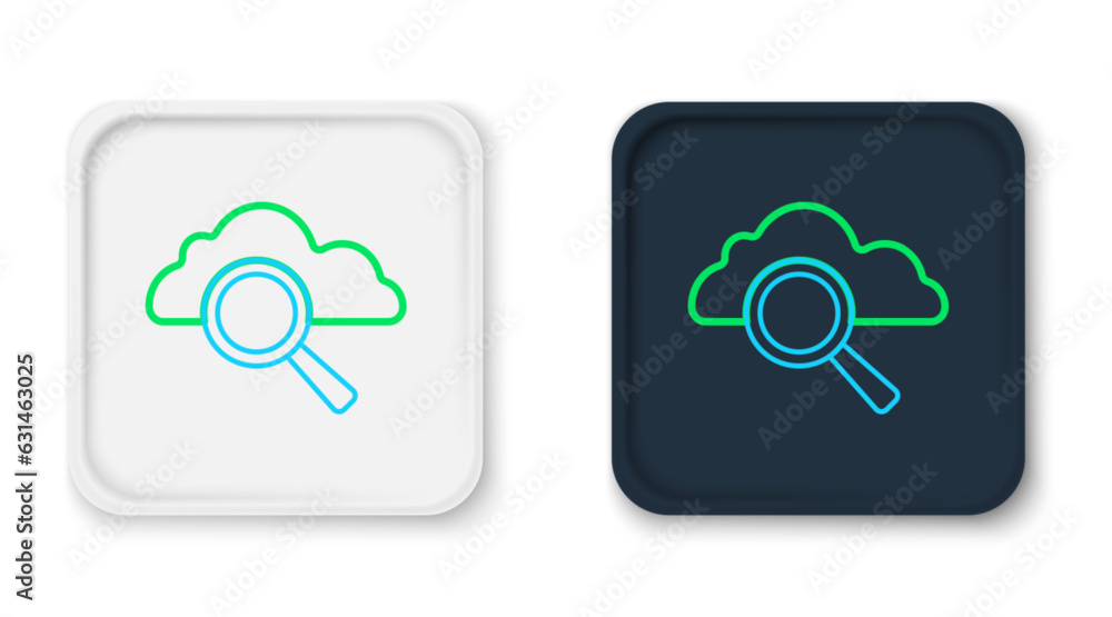 Poster line search cloud computing icon isolated on white background. magnifying glass and cloud. colorful 