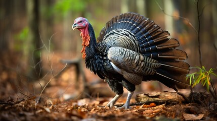 Male wild turkey strutting Generative AI