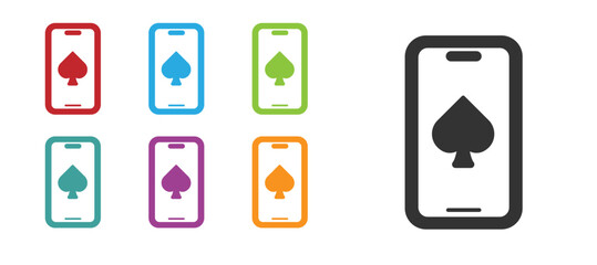 Black Online poker table game icon isolated on white background. Online casino. Set icons colorful. Vector