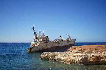 old shipwreck in the sea
